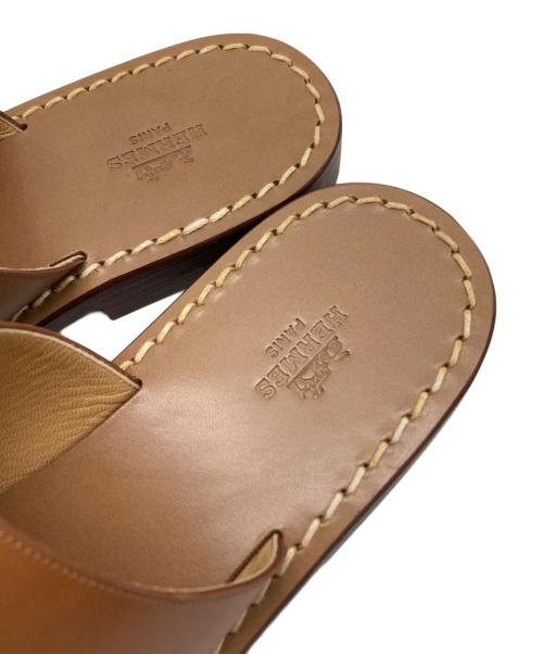 HERMES（エルメス）HERMES (エルメス) オープントゥーレザーサンダル ブラウン サイズ:39の古着・服飾アイテム