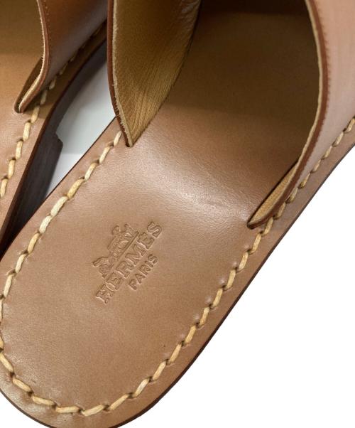 HERMES（エルメス）HERMES (エルメス) オープントゥーレザーサンダル ブラウン サイズ:39の古着・服飾アイテム