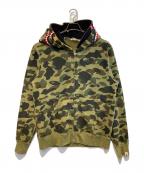 A BATHING APEア ベイシング エイプ）の古着「1st CAMO SHARK FULL ZIP DOUBLE」｜カーキ