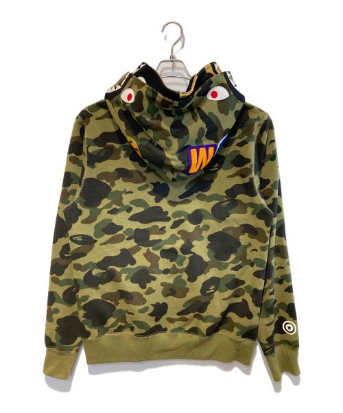 A BATHING APE（ア ベイシング エイプ）A BATHING APE (ア ベイシング エイプ) 1st CAMO SHARK FULL ZIP DOUBLE カーキ サイズ:XLの古着・服飾アイテム