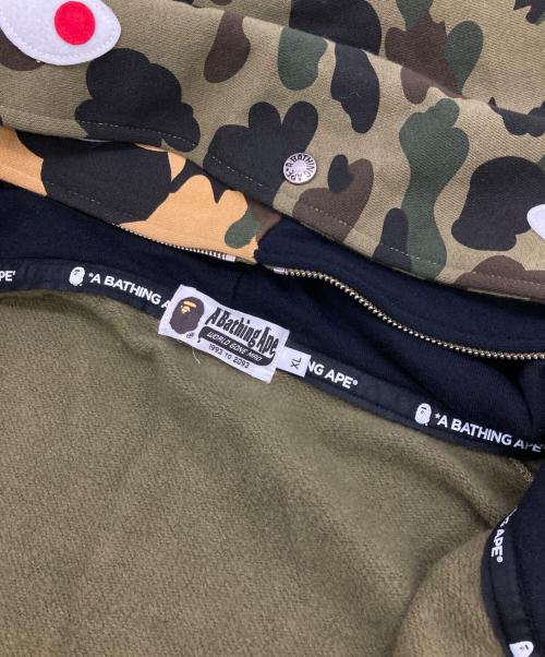 A BATHING APE（ア ベイシング エイプ）A BATHING APE (ア ベイシング エイプ) 1st CAMO SHARK FULL ZIP DOUBLE カーキ サイズ:XLの古着・服飾アイテム