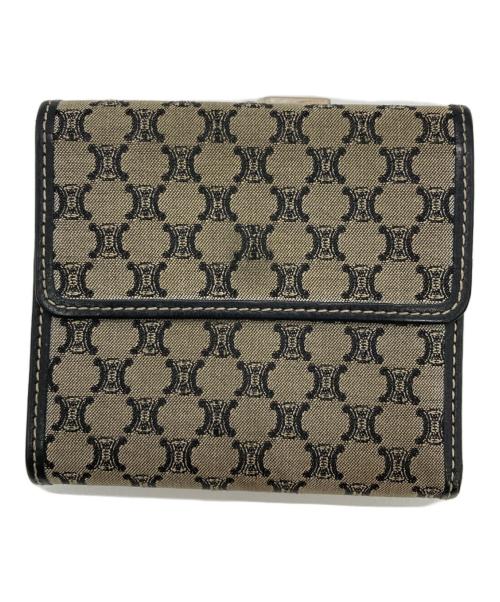 CELINE（セリーヌ）CELINE (セリーヌ) マカダム柄二つ折り財布 グレー×ブラックの古着・服飾アイテム