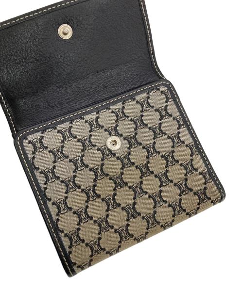 CELINE（セリーヌ）CELINE (セリーヌ) マカダム柄二つ折り財布 グレー×ブラックの古着・服飾アイテム