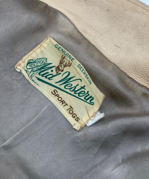 Mid Western（ミッド ウエスタン）Mid Western (ミッド ウエスタン) ［古着］ディアスキンレザージャケット ベージュ サイズ:36の古着・服飾アイテム