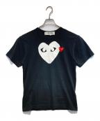 PLAY COMME des GARCONSプレイコムデギャルソン）の古着「Printed Heart T-Shirt With Red Emblem Black」｜ブラック