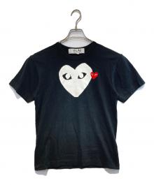 PLAY COMME des GARCONS（プレイコムデギャルソン）の古着「Printed Heart T-Shirt With Red Emblem Black」｜ブラック