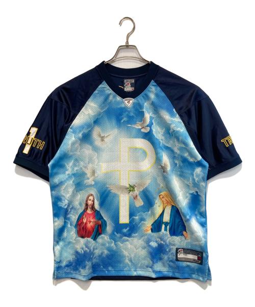 PALACE（パレス）PALACE (パレス) 1 TRUTH JERSEY ブルー×ネイビー サイズ:Mの古着・服飾アイテム
