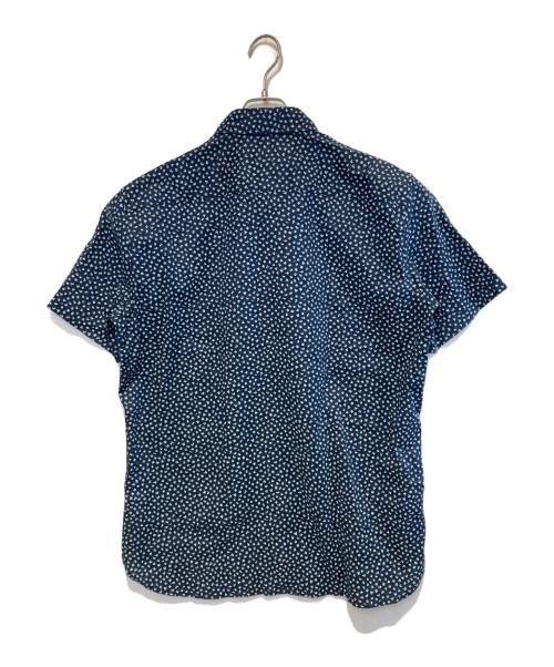 BOSS（ボス）BOSS (ボス) リネンブレンドS/Sシャツ ネイビー×ホワイト サイズ:Lの古着・服飾アイテム