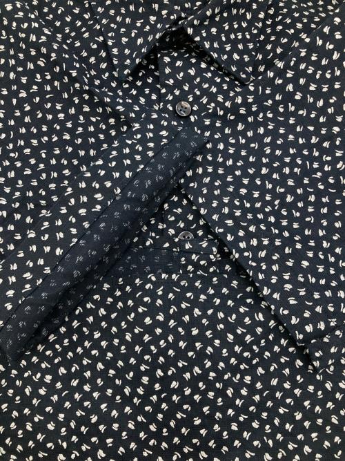 BOSS（ボス）BOSS (ボス) リネンブレンドS/Sシャツ ネイビー×ホワイト サイズ:Lの古着・服飾アイテム