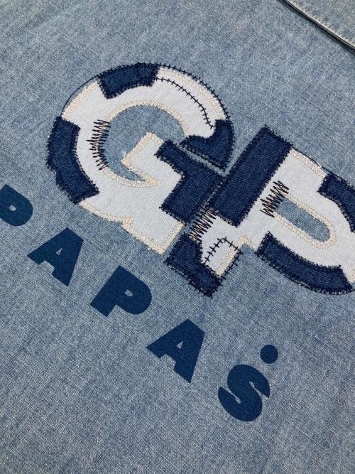 PAPAS（パパス）PAPAS (パパス) モンサンミッシェルダンガリーS/Sシャツ インディゴ サイズ:Mの古着・服飾アイテム