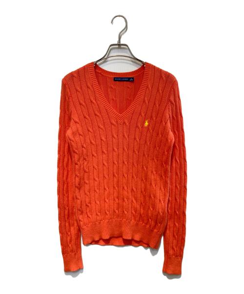 RALPH LAUREN（ラルフローレン）RALPH LAUREN (ラルフローレン) Vネックケーブルニット オレンジ サイズ:Mの古着・服飾アイテム