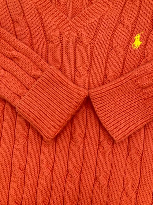 RALPH LAUREN（ラルフローレン）RALPH LAUREN (ラルフローレン) Vネックケーブルニット オレンジ サイズ:Mの古着・服飾アイテム