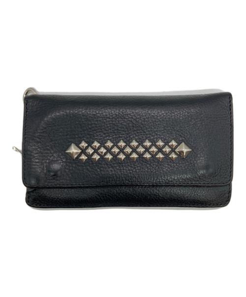 CALEE（キャリー）CALEE (キャリー) STUDS LEATHER FLAP LONG WALLET ブラックの古着・服飾アイテム