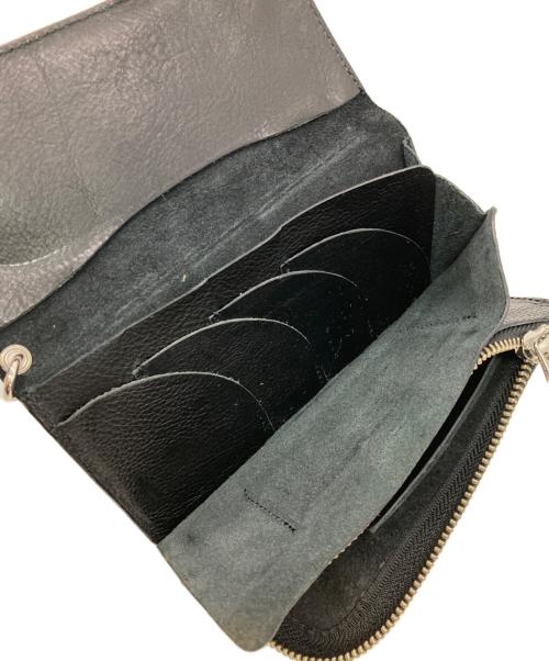 CALEE（キャリー）CALEE (キャリー) STUDS LEATHER FLAP LONG WALLET ブラックの古着・服飾アイテム