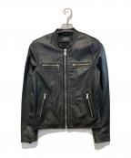 REPLAYリプレイ）の古着「シングルライダースジャケット」｜ブラック