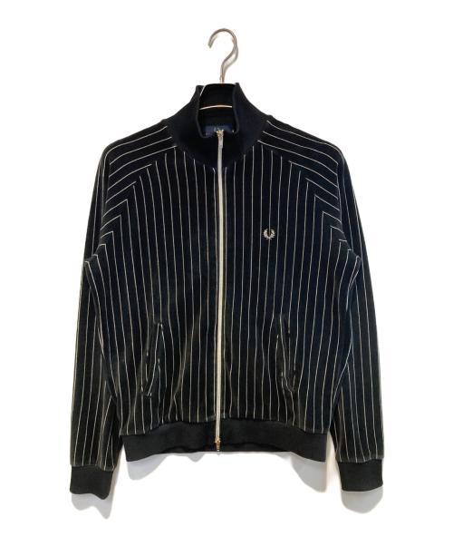 FRED PERRY（フレッドペリー）FRED PERRY (フレッドペリー) ベロアトラックジャケット ブラック×ホワイト サイズ:Mの古着・服飾アイテム