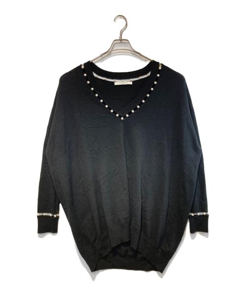 GIVENCHY（ジバンシィ）GIVENCHY (ジバンシィ) パールデザインシルク混ニット ブラック サイズ:Sの古着・服飾アイテム