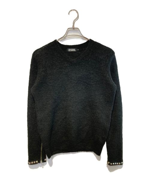 Hysteric Glamour（ヒステリックグラマー）Hysteric Glamour (ヒステリックグラマー) スタッズVネックモヘヤニット ブラック サイズ:Ｓの古着・服飾アイテム