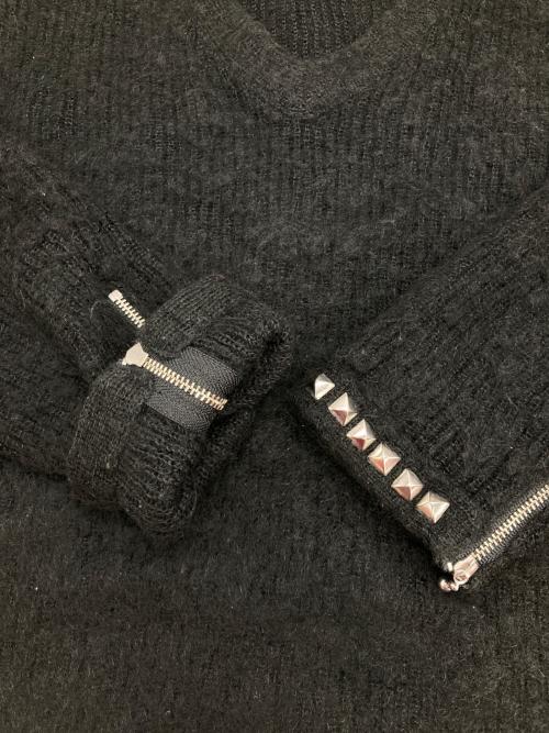 Hysteric Glamour（ヒステリックグラマー）Hysteric Glamour (ヒステリックグラマー) スタッズVネックモヘヤニット ブラック サイズ:Ｓの古着・服飾アイテム