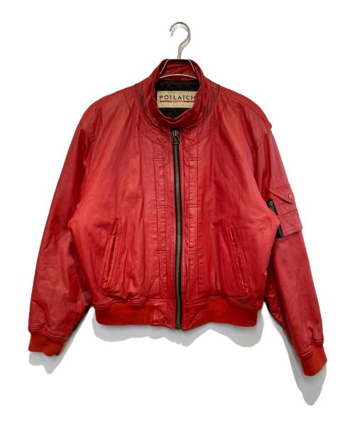 POTLATCH（ポトラッチ）POTLATCH (ポトラッチ) ［古着］パディングレザーレーシングジャケット レッド サイズ:Lの古着・服飾アイテム