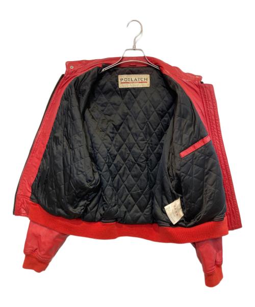 POTLATCH（ポトラッチ）POTLATCH (ポトラッチ) ［古着］パディングレザーレーシングジャケット レッド サイズ:Lの古着・服飾アイテム