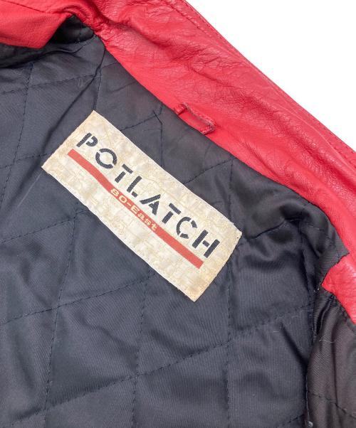 POTLATCH（ポトラッチ）POTLATCH (ポトラッチ) ［古着］パディングレザーレーシングジャケット レッド サイズ:Lの古着・服飾アイテム