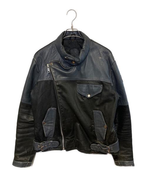 古着ジャケット（フルギジャケット）古着ジャケット (フルギジャケット) ［古着］ライダースジャケット ブラック×ネイビー サイズ:56の古着・服飾アイテム