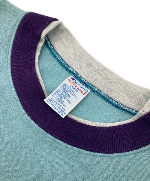 Champion REVERSE WEAVE（チャンピオン リバース ウィーブ）Champion REVERSE WEAVE (チャンピオン リバース ウィーブ) ［古着］エルボーパッチクルーネックスウェット ブルー サイズ:Lの古着・服飾アイテム