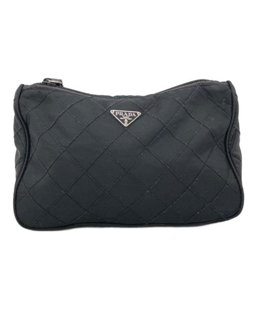 PRADA（プラダ）PRADA (プラダ) トライアングルロゴキルティングマルチポーチ ブラックの古着・服飾アイテム