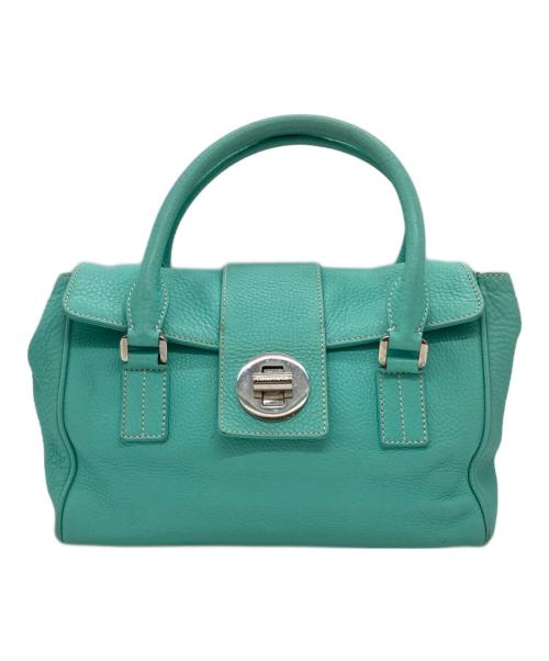 TIFFANY & Co.（ティファニー）TIFFANY & Co. (ティファニー) マンハッタンサッチェルレザーハンドバッグ ブルーの古着・服飾アイテム