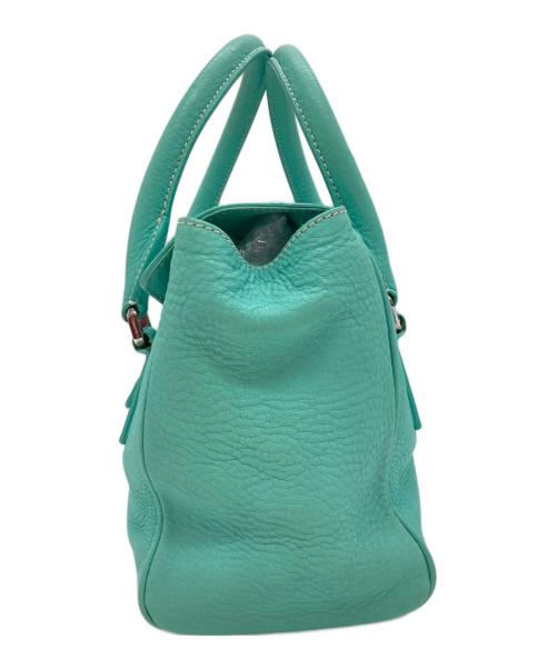 TIFFANY & Co.（ティファニー）TIFFANY & Co. (ティファニー) マンハッタンサッチェルレザーハンドバッグ ブルーの古着・服飾アイテム