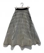 JENNEジェンヌ）の古着「ボリュームフレアニットスカート」｜ブラック×ホワイト