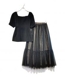 Ameri（アメリ）の古着「ONSTRICTED TOP DOT TULLE SET DRESS」｜ブラック