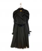 la belle etudeラベルエチュード）の古着「ギャザーボリューム袖ドレストレンチコート」｜ブラック