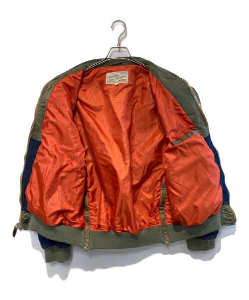 AVIREX（アヴィレックス）AVIREX (アヴィレックス) DENIM CUSTOM FLIGHT JACKET オリーブ×インディゴ サイズ:2XLの古着・服飾アイテム
