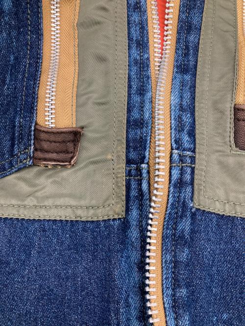 AVIREX（アヴィレックス）AVIREX (アヴィレックス) DENIM CUSTOM FLIGHT JACKET オリーブ×インディゴ サイズ:2XLの古着・服飾アイテム