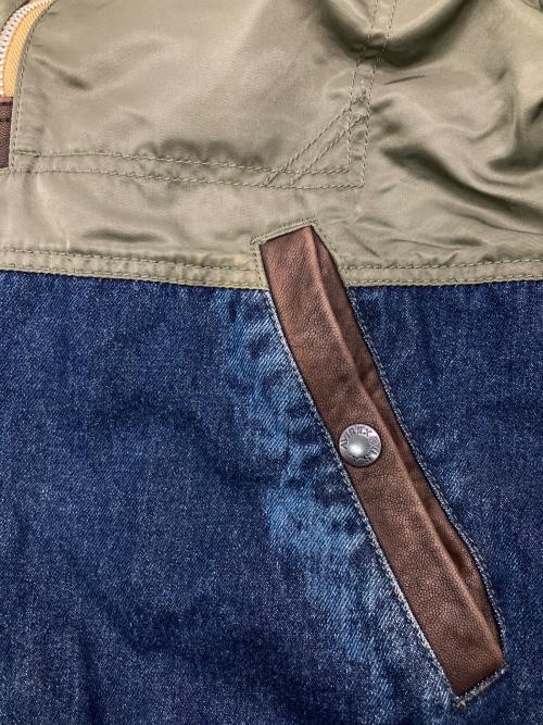 AVIREX（アヴィレックス）AVIREX (アヴィレックス) DENIM CUSTOM FLIGHT JACKET オリーブ×インディゴ サイズ:2XLの古着・服飾アイテム