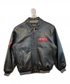 AVIREXアヴィレックス）の古着「LEATHER VARSITY JACKET」｜ブラック