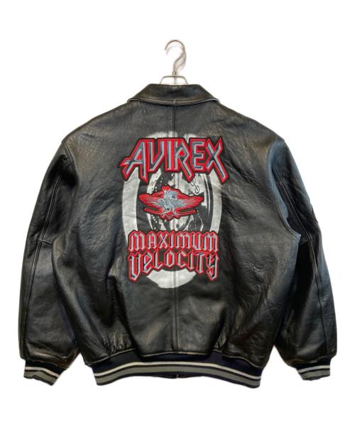 AVIREX（アヴィレックス）AVIREX (アヴィレックス) LEATHER VARSITY JACKET ブラック サイズ:XLの古着・服飾アイテム