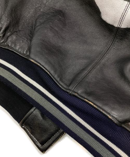 AVIREX（アヴィレックス）AVIREX (アヴィレックス) LEATHER VARSITY JACKET ブラック サイズ:XLの古着・服飾アイテム