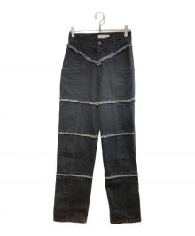 AMBUSH（アンブッシュ）の古着「ファーステッチデザイン テーパード デニムパンツ」｜ブラック