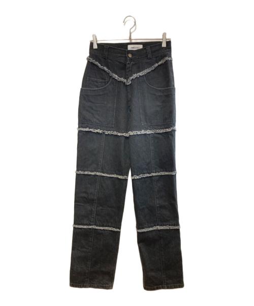 AMBUSH（アンブッシュ）AMBUSH (アンブッシュ) ファーステッチデザイン テーパード デニムパンツ ブラック サイズ:2の古着・服飾アイテム