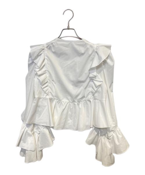 COCODEAL（ココディール）COCODEAL (ココディール) リボンペプラムフリルブラウス ホワイト サイズ:2の古着・服飾アイテム