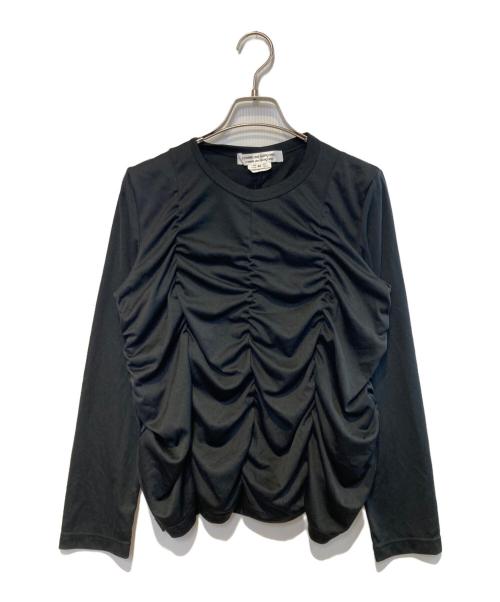 COMME des GARCONS COMME des GARCONS（コムデギャルソン コムデギャルソン）COMME des GARCONS COMME des GARCONS (コムデギャルソン コムデギャルソン) ギャザーL/Sカットソー ブラック サイズ:Mの古着・服飾アイテム