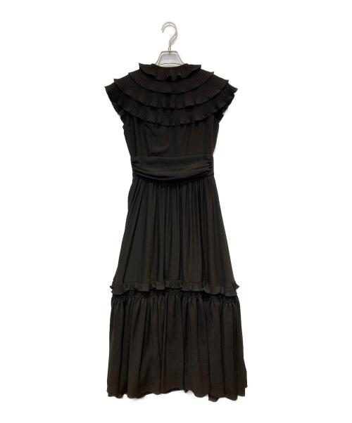L'AUBE BLANC（ローブ ブラン）L'AUBE BLANC (ローブ ブラン) Pleats collar Chiffon Dress ブラック サイズ:Mの古着・服飾アイテム