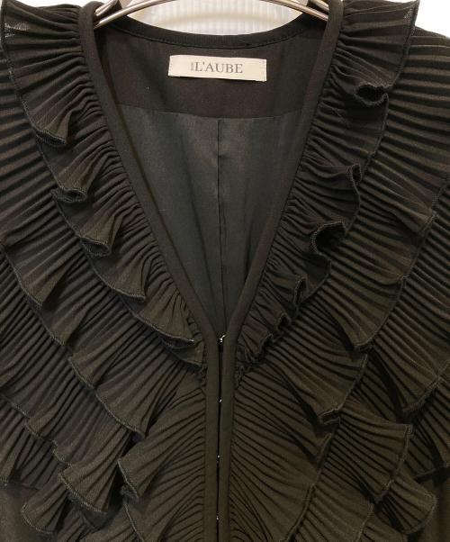 L'AUBE BLANC（ローブ ブラン）L'AUBE BLANC (ローブ ブラン) Pleats collar Chiffon Dress ブラック サイズ:Mの古着・服飾アイテム