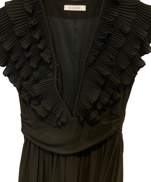 L'AUBE BLANC（ローブ ブラン）L'AUBE BLANC (ローブ ブラン) Pleats collar Chiffon Dress ブラック サイズ:Mの古着・服飾アイテム