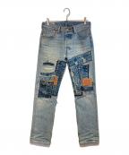 LEVI'Sリーバイス）の古着「パッチワーク デニムパンツ」｜スカイブルー