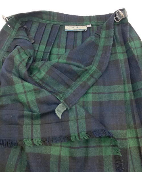 O'NEIL OF DUBLIN（オニールオブダブリン）O'NEIL OF DUBLIN (オニールオブダブリン) プリーツラップスカート ネイビー×グリーン サイズ:38の古着・服飾アイテム