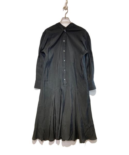 BEARDSLEY（ビアズリー）BEARDSLEY (ビアズリー) カラーレスシャツワンピース ブラック サイズ:FREEの古着・服飾アイテム